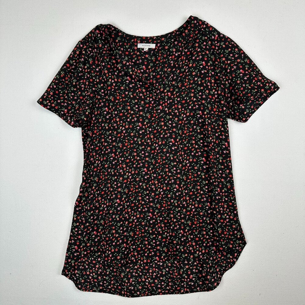 Pleione Short Sleeve Notched Rose Blouse